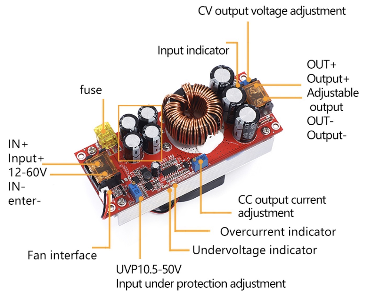 1800W 40A 10V-60V to 12V-90V DC-DC Boost Converter Step-Up Power Supply  Module